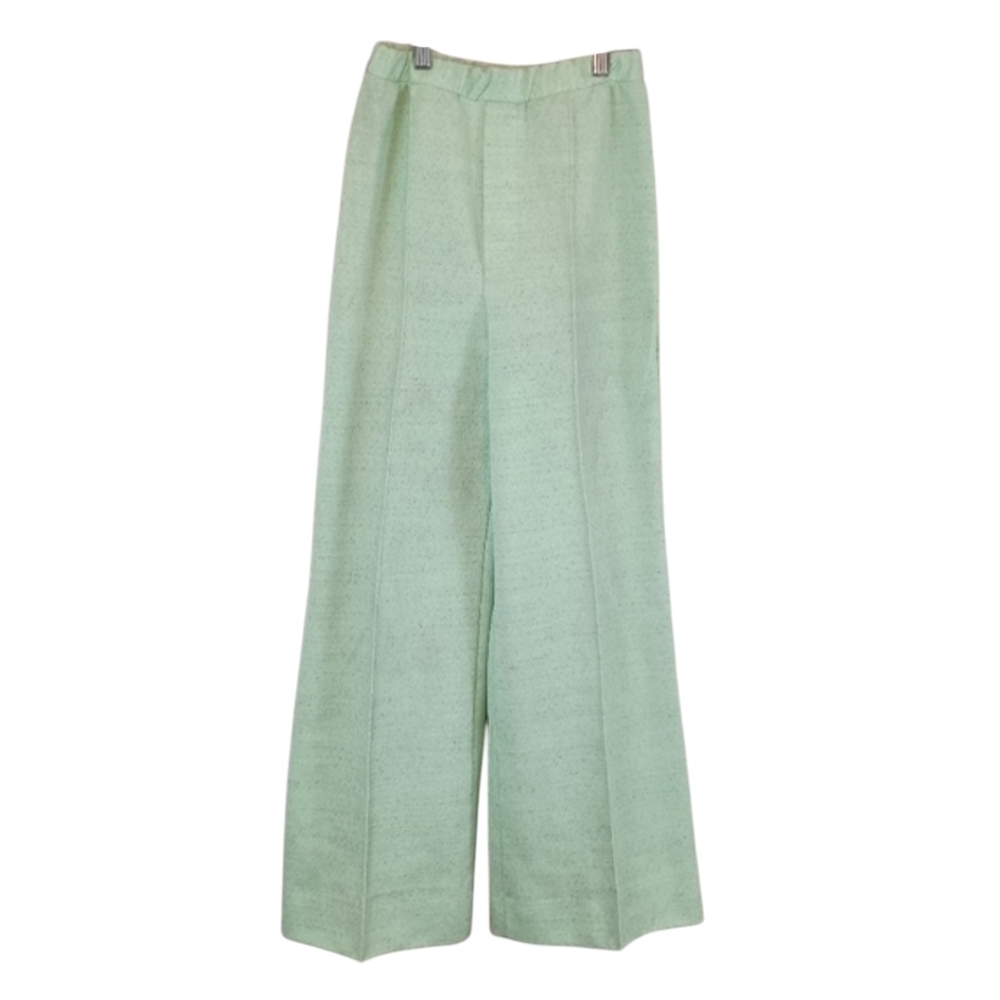 Vintage 70s Stockton Women's Lime Green Wide Leg Pants Hippie Boho Easter